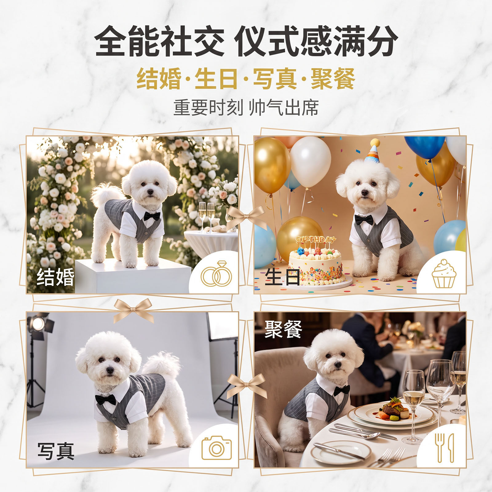 宠物小狗狗结婚礼服条纹
