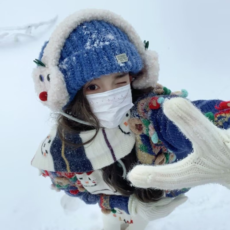 可爱耶诞苹 果毛绒耳罩女2024新款冬季防寒保暖学生耳捂子耳套耳