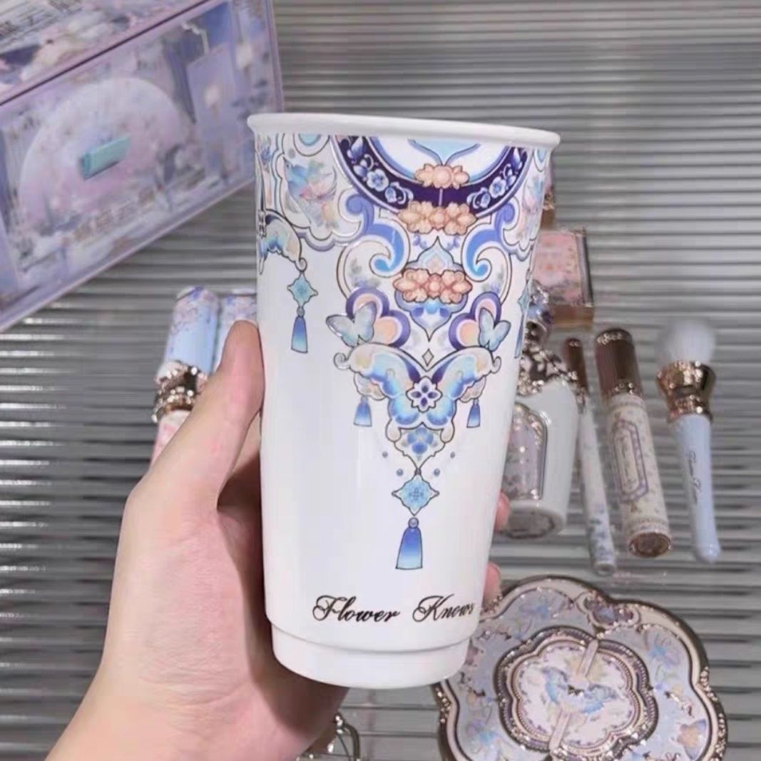 正品花知晓新品周边水杯陶瓷杯子优雅古风中国蝴蝶云肩系列古典