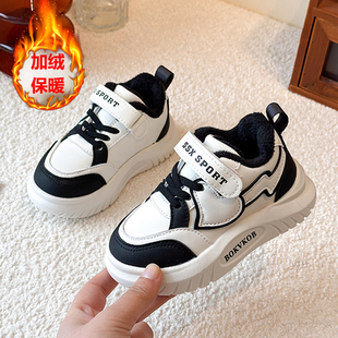 儿童冬季加绒保暖运动鞋男童1一3-6岁冬款棉鞋女童冬天软底老爹鞋