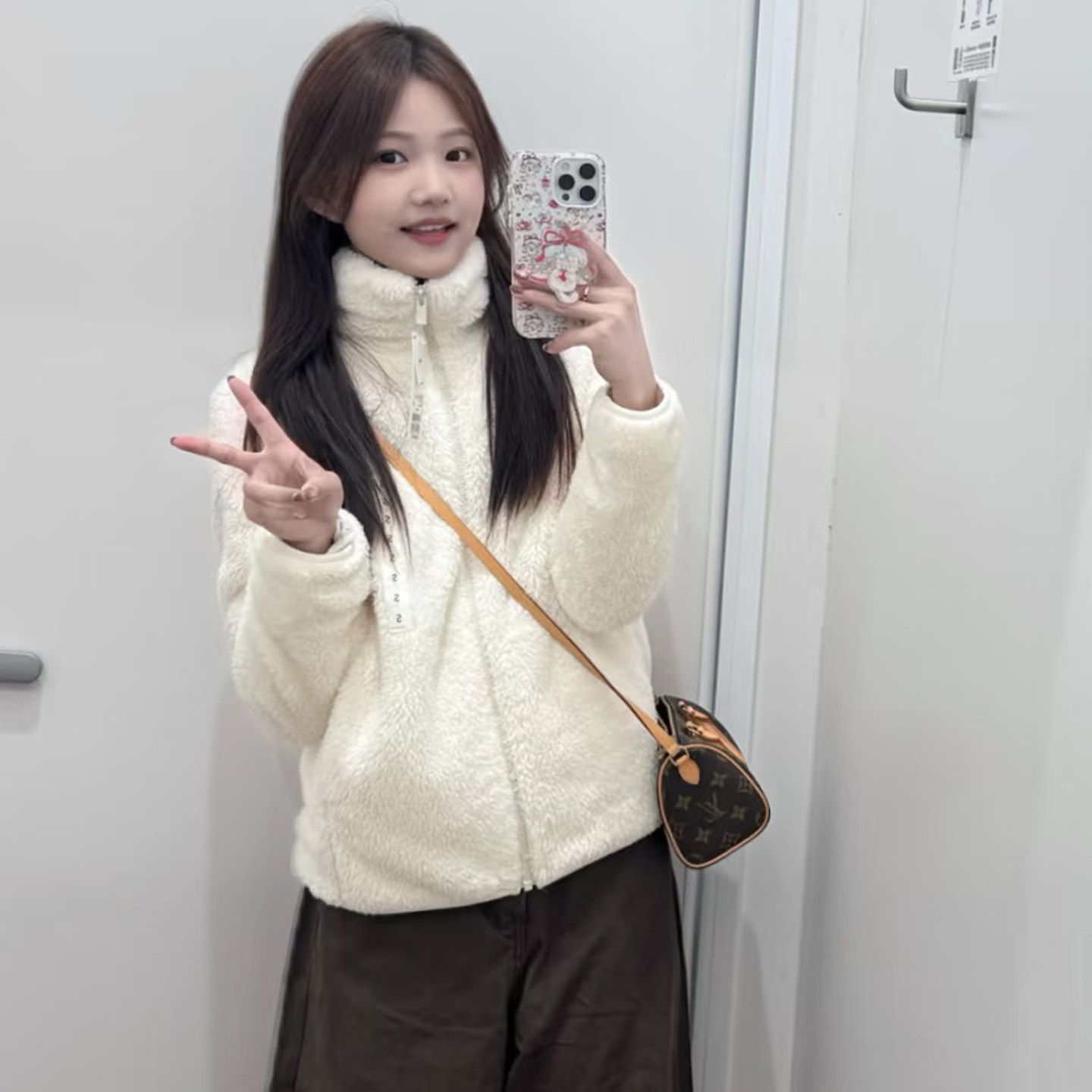 25秋冬新款女装立领长绒摇粒绒短外套