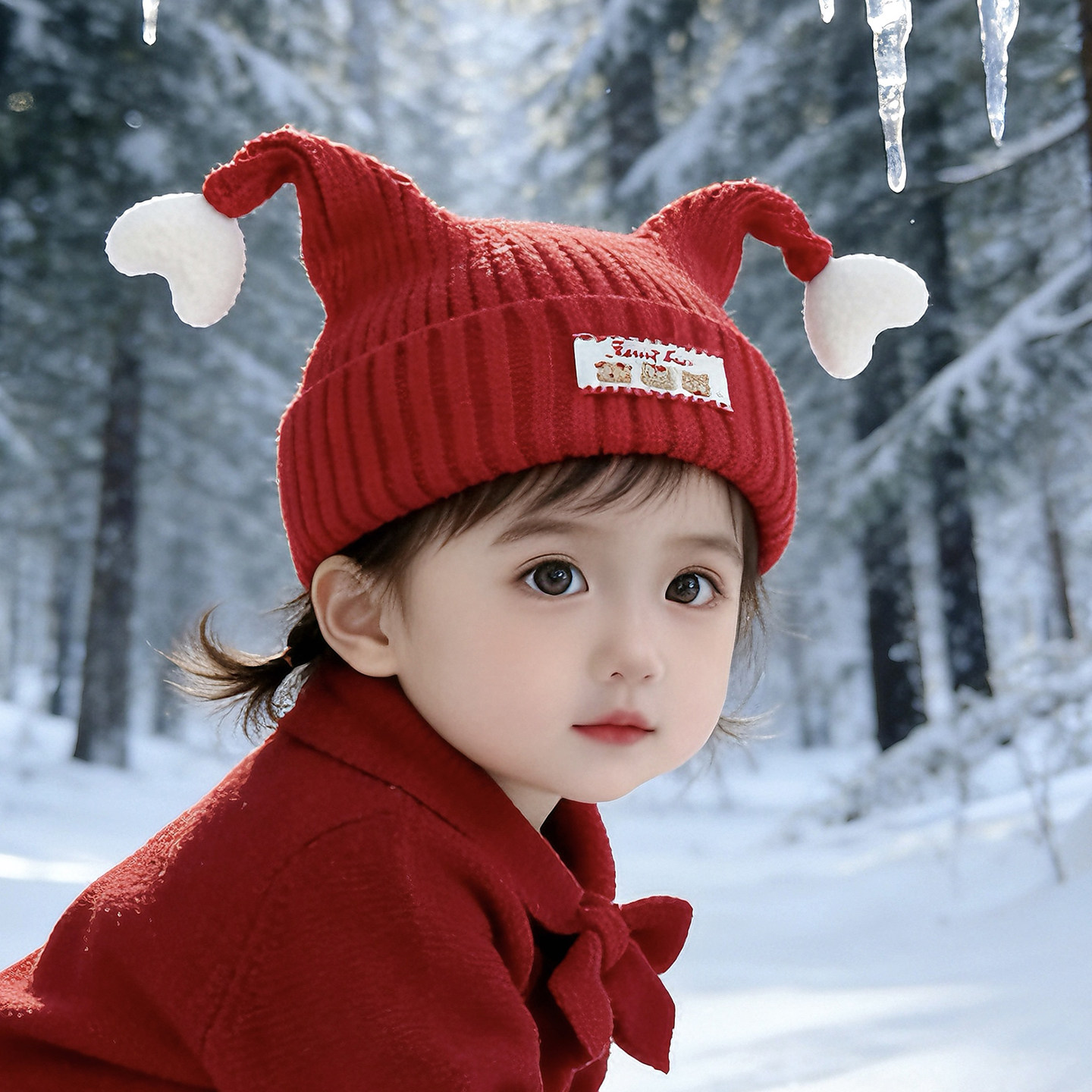 宝宝帽子秋冬婴儿针织护耳帽可爱触角儿童毛线帽红色男女童套头帽,童装/婴儿装/亲子装,帽子,淘宝优惠券,粉丝福利购,淘宝优惠卷