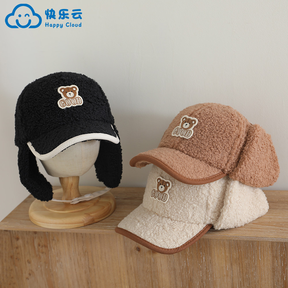 儿童棒球帽子秋冬男童护耳帽保暖图片