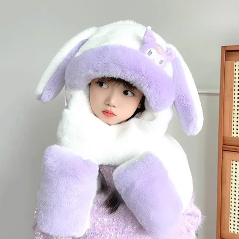 冬季儿童帽子围巾手套一体帽女童耳朵会动加厚保暖男童毛绒护耳帽,童装/婴儿装/亲子装,多件套 帽子、围巾、手套等组合,淘宝优惠券,粉丝福利购,淘宝优惠卷