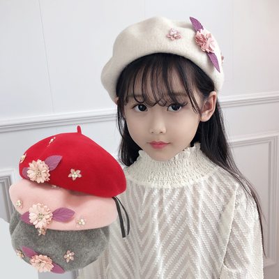 女童贝雷帽子秋冬羊毛儿童帽女宝宝画家帽小童时尚潮流女孩蓓蕾帽 虎窝淘