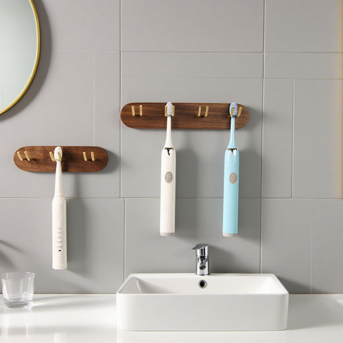 实木电动牙刷挂架多功能