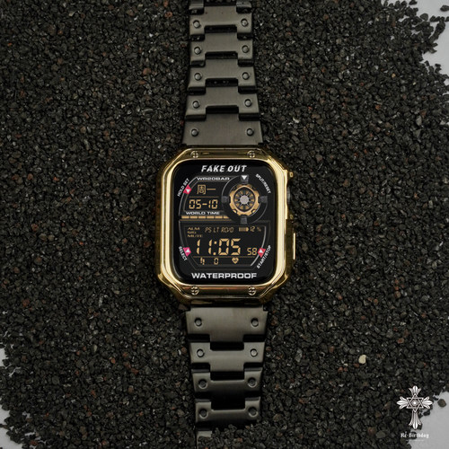 适用于苹果手表45mm不锈钢金属表带iwatch45789保护壳套复古ultra