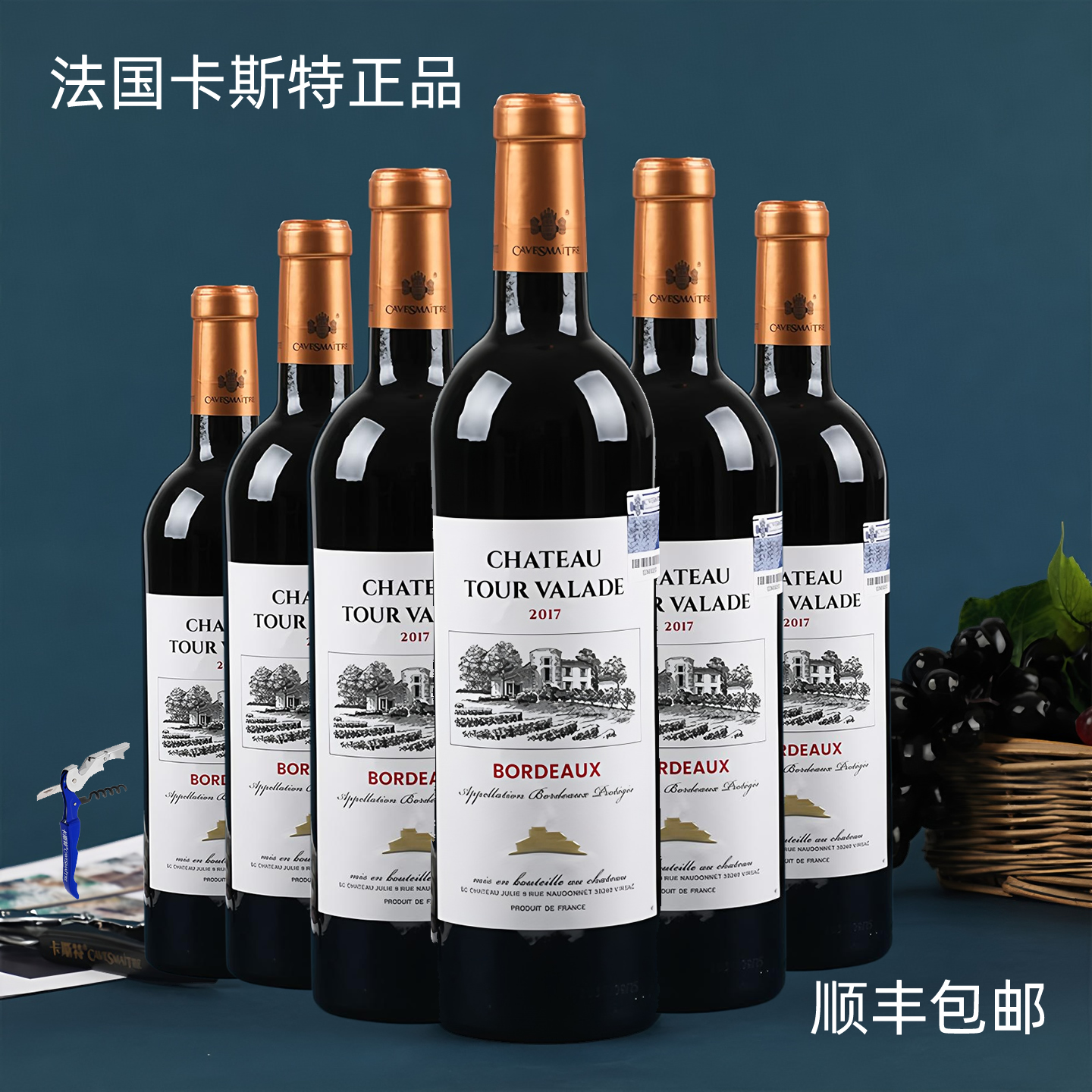 6瓶整箱法国波尔多原瓶进口卡斯特杜德酒庄干红葡萄酒法定产区AOP