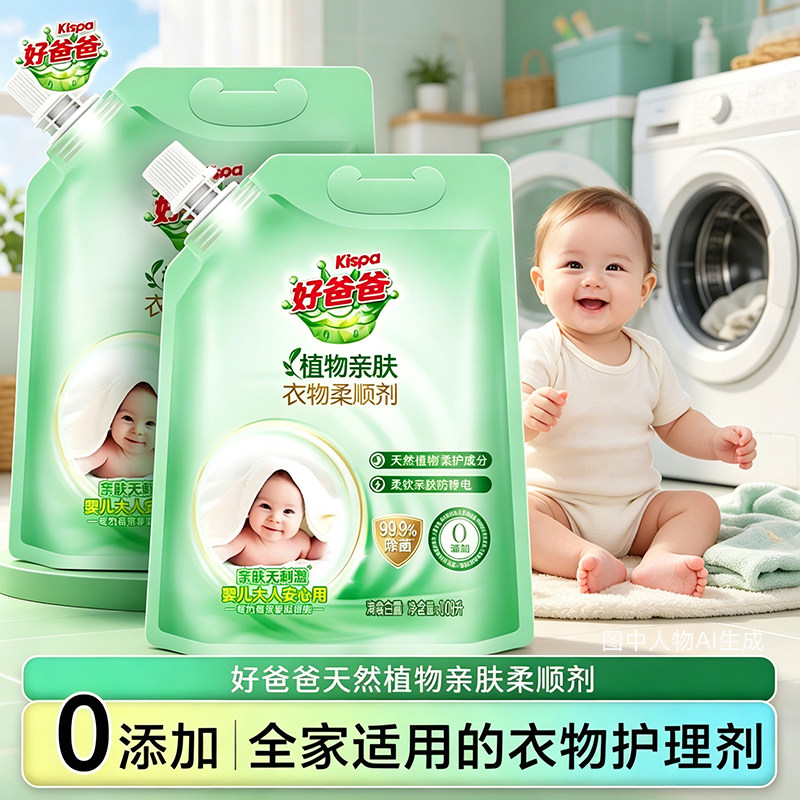 立白好爸爸衣物柔顺剂宝宝衣物除菌防静电护理液柔软剂持久留香