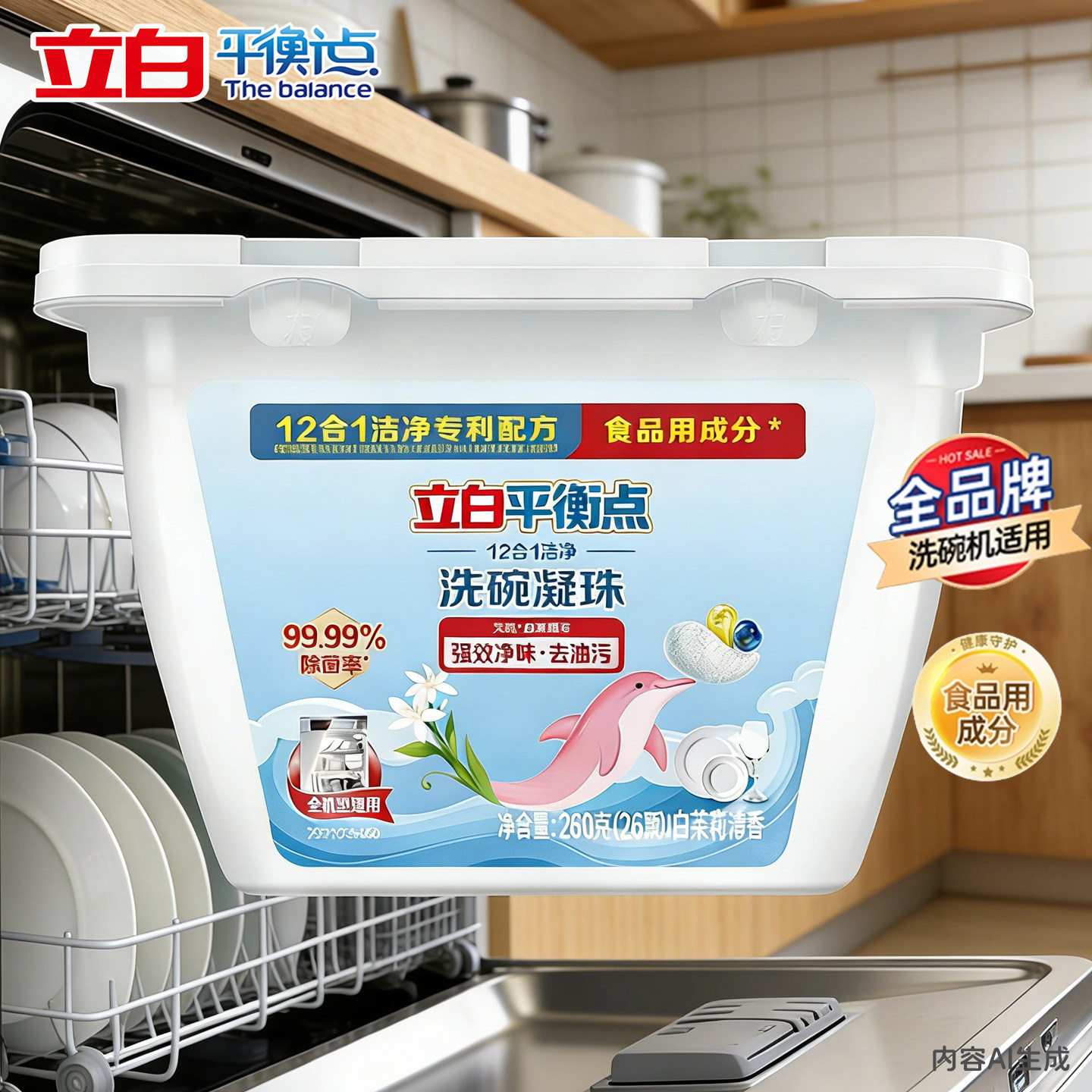 立白平衡点洗碗凝珠洗碗机专用洗涤剂12合1洗碗液凝珠净味去油强