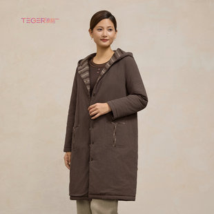 泰格女装旗下品牌桑迪冬装棉质长款棉服中年大码女装保暖小棉袄
