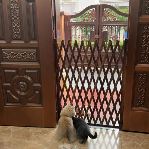 防腐木伸缩栅栏围栏室内狗猫宠物隔断院子拦门栅栏户外护栏围起来