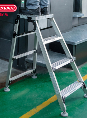 日本长谷川伸缩折叠马凳加厚平台梯铝合金梯子洗车仓库高承重WDS