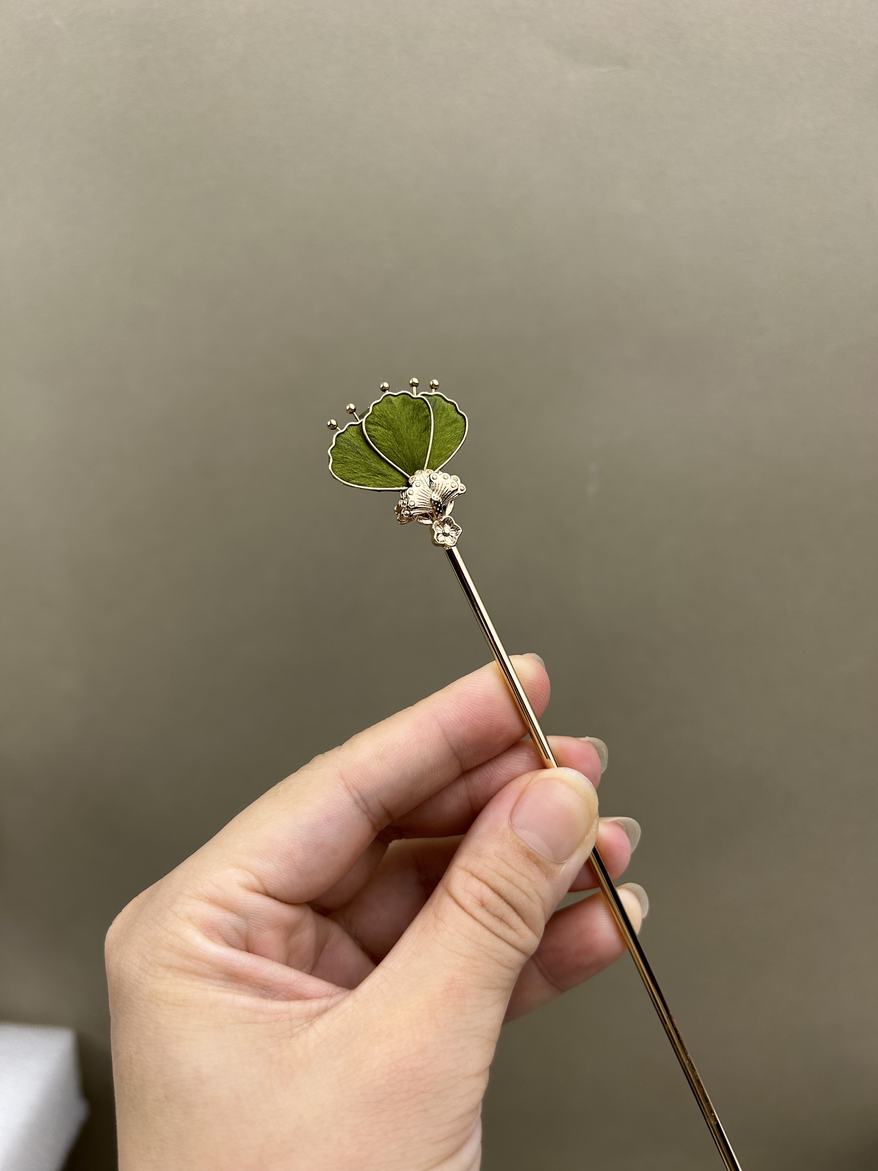 起居录原创绒花掐丝双面簪日常发簪盘发旗袍裙子温柔七夕礼品