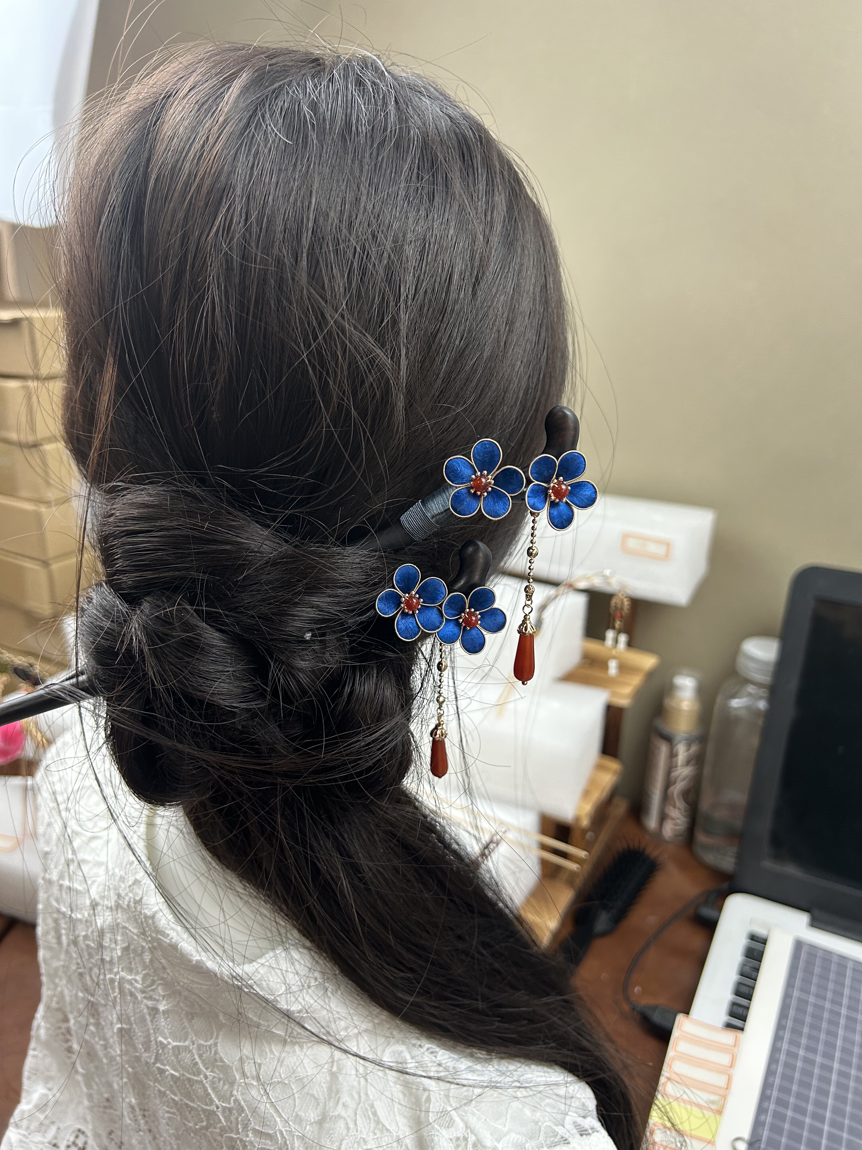 起居录原创绒花掐丝绣球发簪发钗日常发簪盘发旗袍裙子马面裙礼品