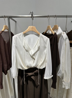 Rose Alyssa 若诗莉莎2026夏季新女蝴蝶领真丝衬衫R6201-0510-999