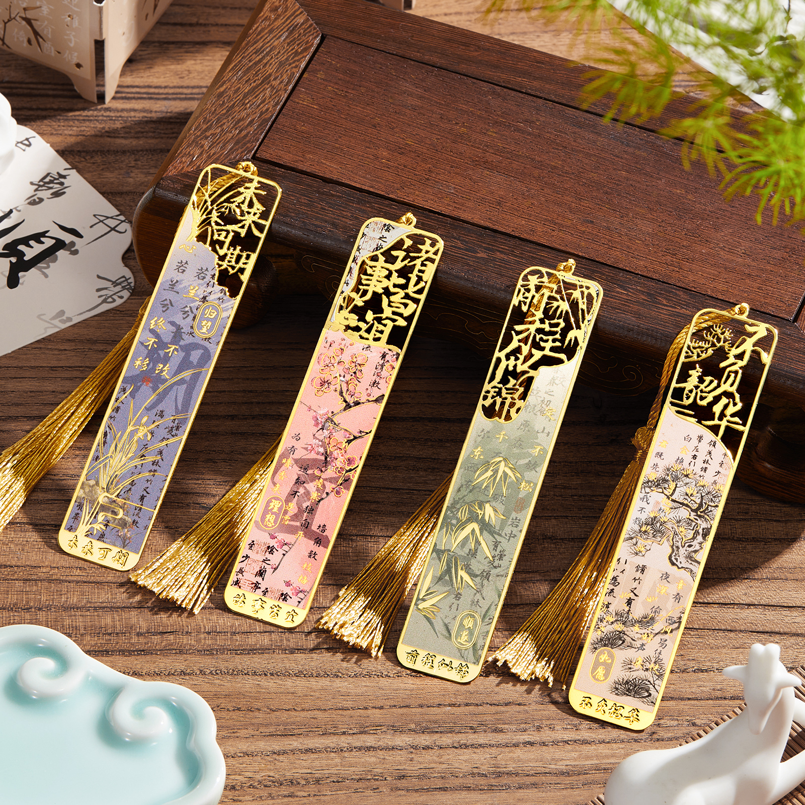 古风精美书签定制古典中国风黄铜金属高档精致故宫文创纪念品小学生送老师礼物创意公司年会文具礼品可订做