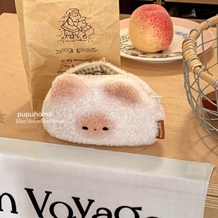酷乐潮玩馒头猫正版 韩系猫咪收纳包 毛绒零钱包 三分熟小松饼