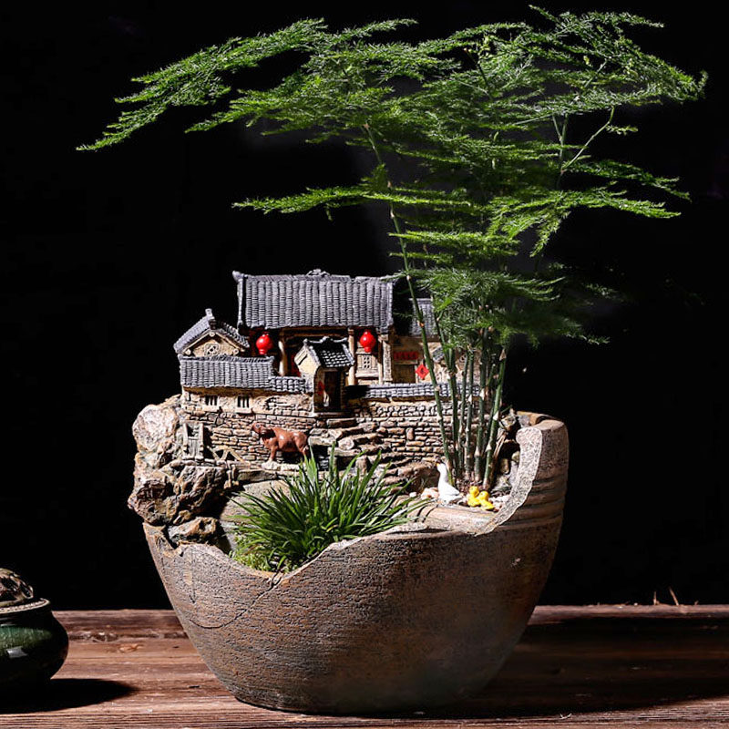 中式摆件建筑创意玄关客厅饰品博古架茶几微景观文竹盆栽家居装饰,家居饰品,装饰摆件,淘宝优惠券,粉丝福利购,淘宝优惠卷