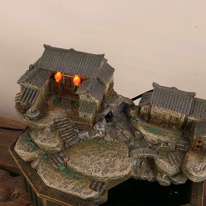 流水建筑摆件循环水茶桌茶几家居客厅装饰复古怀旧书房摆设加湿器,家居饰品,装饰摆件,淘宝优惠券,粉丝福利购,淘宝优惠卷