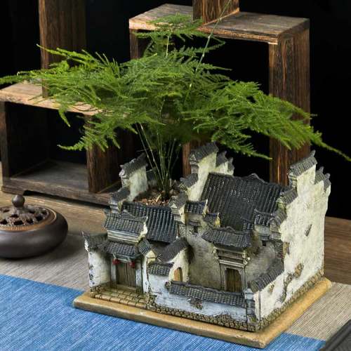 中式禅意摆件复古建筑茶台茶桌