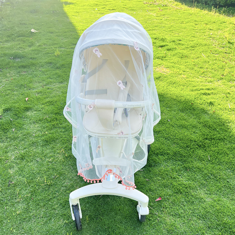婴儿车刺绣小熊蚊帐全罩式宝宝挡风防蚊虫夏季透气防蚊罩