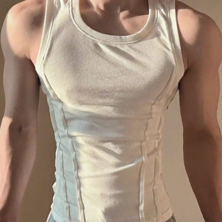 美式重磅无袖坎肩背心男款夏季竖螺纹运动健身t恤高弹力训练汗衫