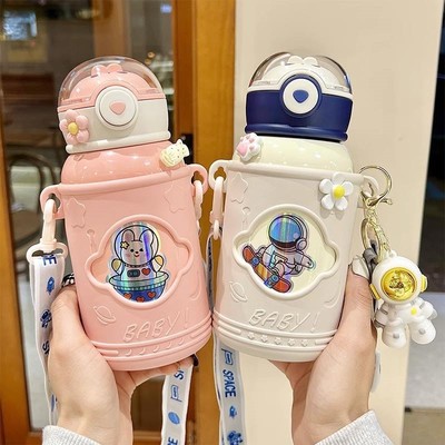 儿童保温杯316食品级吸管水杯子宝宝水壶外出携带上学专用男女孩