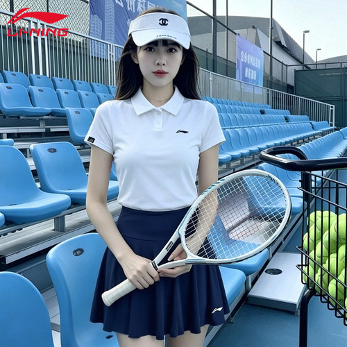 李宁羽毛球服女款26新款夏季绝美速干透气POLO衫运动翻领短裙套装