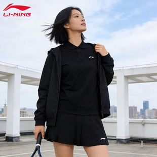 李宁正流行羽毛球服女2026新款女士黑色羽毛球服POLO速干显瘦套装