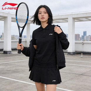 李宁巨好看羽毛球服女2026新款女士黑色羽毛球服POLO速干显瘦套装