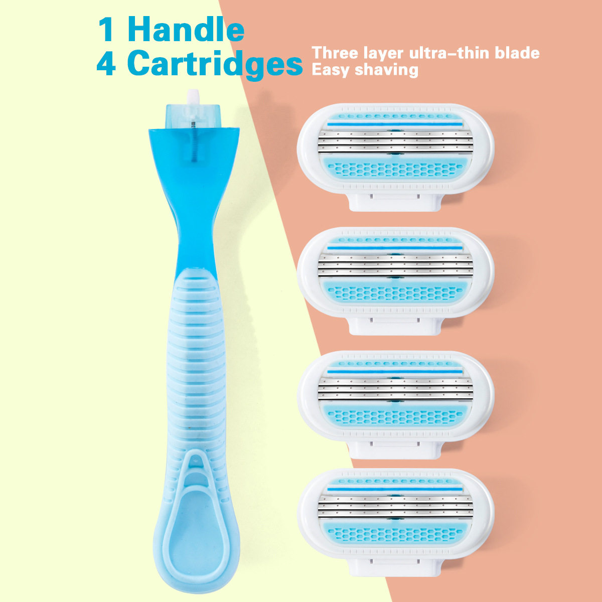 JIFULI/三层女士手动刮毛刀美容腋下剃毛刀通用替换刀头吸卡手柄