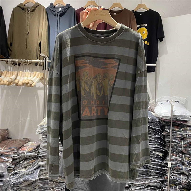 条纹长袖t恤女TYJR秋季新款韩版