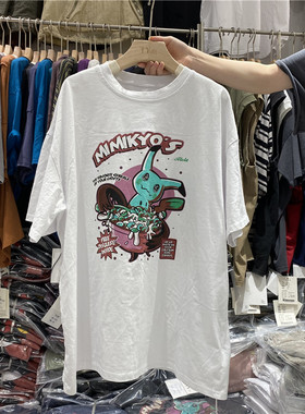 TYJR新款女装2023夏季韩版宽松圆领休闲卡通印花短袖T恤女85173