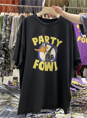 TY1980新款上衣2023夏季韩版宽松时尚圆领卡通印花短袖T恤女82362