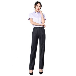 2025新款中国农行银行灰色条纹西裤工作服女农行工服制服长裤冬款