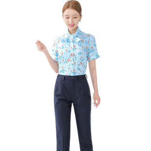 新款民生银行行服工装衬衫长短袖工作服马夹女印花衬衣西装裤子