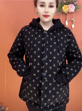 秋冬加棉连帽女士外套洋气棉服潮