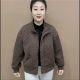 夹棉外套女士洋气高贵翻领女士上衣纯色 春秋新款 中老年女装 妈妈装