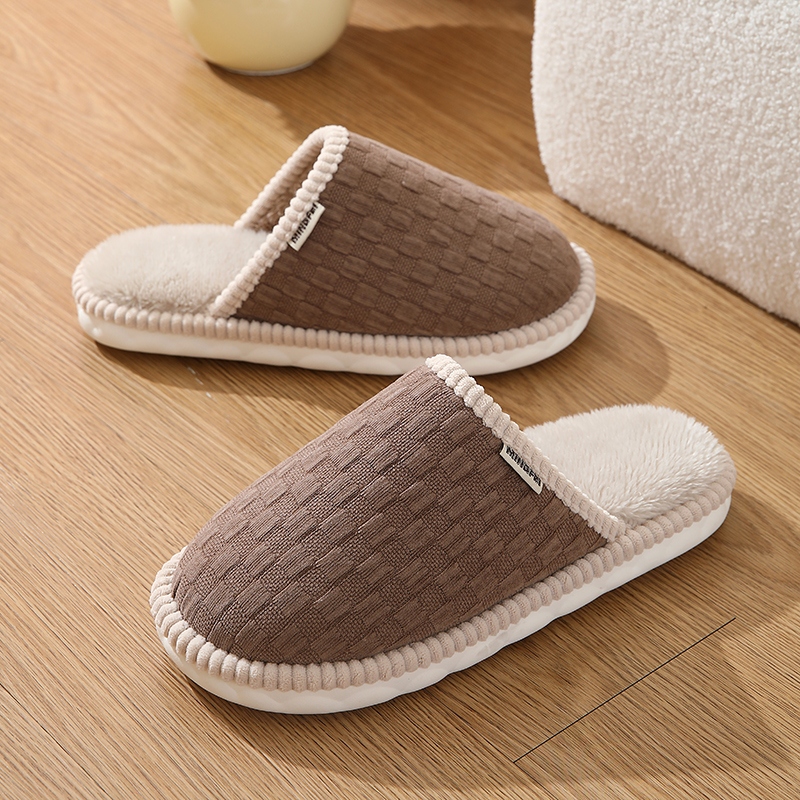 男士棉拖鞋冬季家用厚底防滑保暖