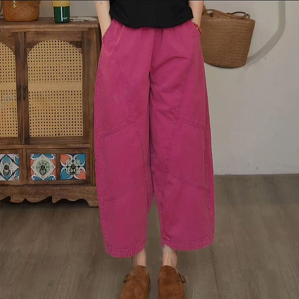 2026春夏新款水洗棉宽松休闲阔腿裤百搭女士韩版显瘦减龄裤子女 - 萱魅莎旗舰店出品