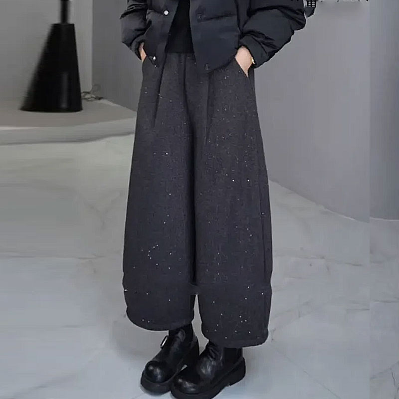 韩版九分裤亮闪闪加绒直筒裤