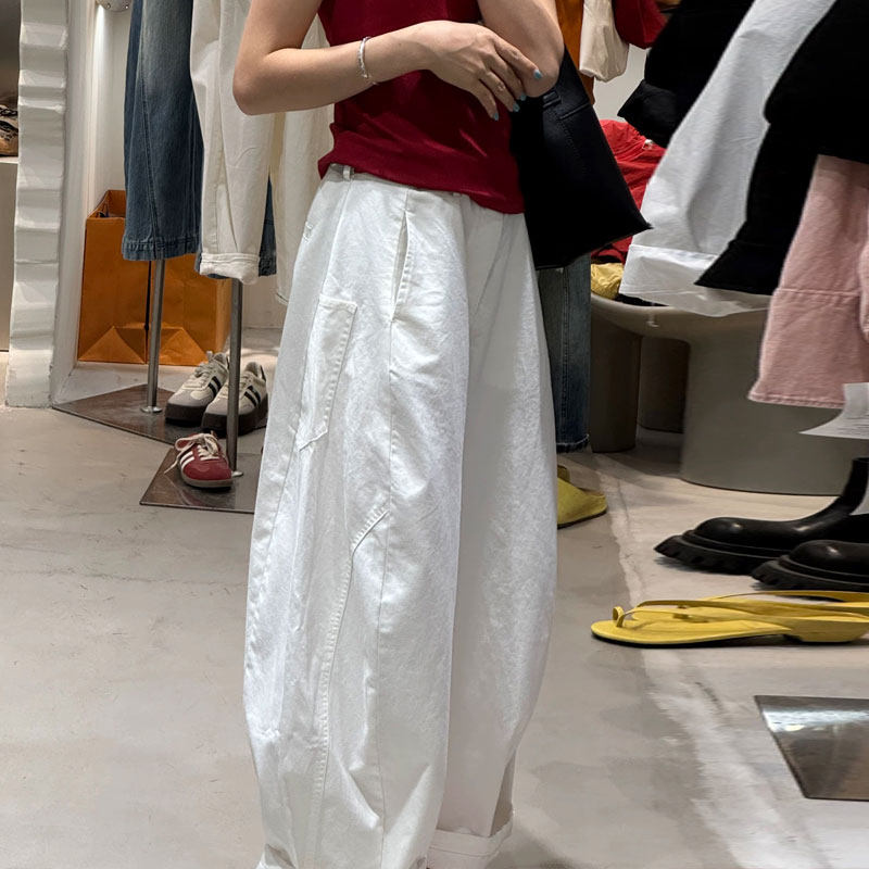 白色裤子女款夏2025新款九分裤宽松气球休闲弯刀裤薄款工装阔腿裤,女装/女士精品,休闲裤,淘宝优惠券,粉丝福利购,淘宝优惠卷