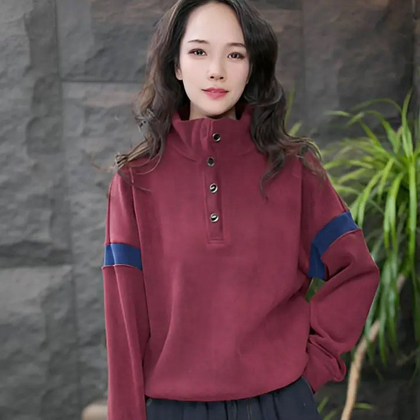 时尚韩版秋冬宽松双面奥粒绒套头保暖上衣百搭长袖拼色半高领卫衣,女装/女士精品,卫衣/绒衫,淘宝优惠券,粉丝福利购,淘宝优惠卷