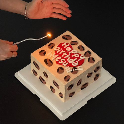 卡通豹纹心形生日蛋糕装饰模具happy birthday翻糖切模烘焙压模
