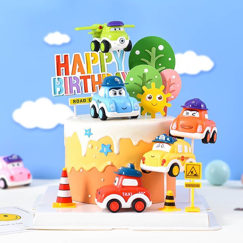 生日蛋糕装饰品摆件迷你回力卡通