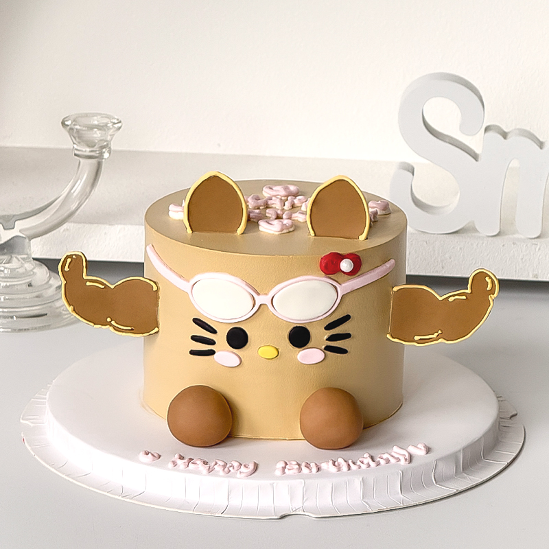 糖堡森林网红肌肉KT猫翻糖切模健美女神蛋糕装饰烘焙模具塑料压模