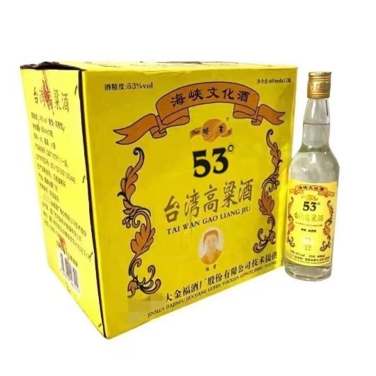 【一箱12瓶】顺吉台湾高粱酒整箱高度纯粮食白酒浓香型53度600mL