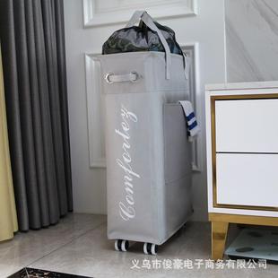 创意带轮子脏衣篮手提可折叠脏衣篓防水牛津布洗衣篮 舒十家居新款