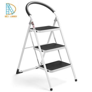 加工定制家用双侧登高铁梯大踏板多功能折叠钢管梯圆管扶手家用梯